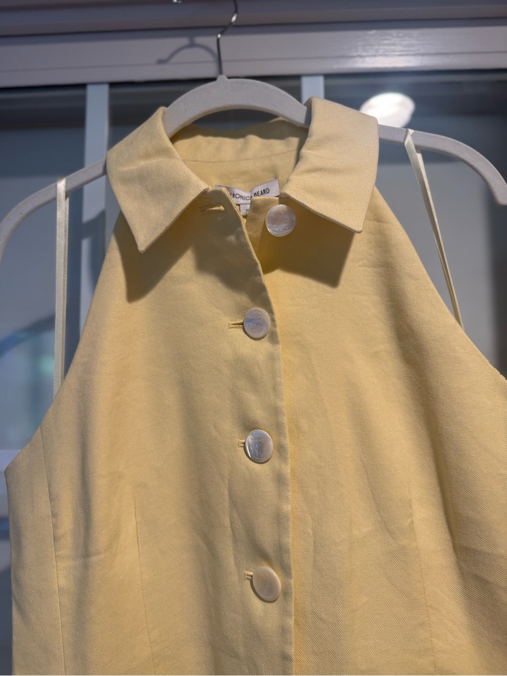 Veronica Beard Sleeveless Collared Button-Front Light Yellow Vest Shirt w/ Tags - Picture 5 of 14